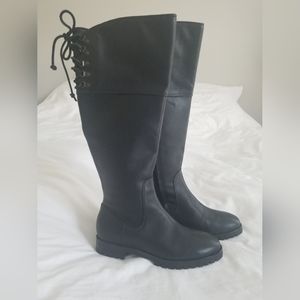 Cole Haan black leather waterproof nike air knee high boots, Brand New